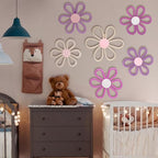 Barydat 6 Pcs Boho Nursery Decor Daisy Flower Woven Macrame Wall Hanging 3 Size - Image 6