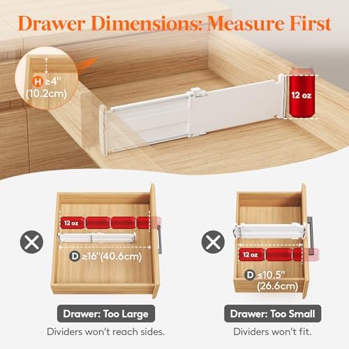 Lifewit 12 Pack 4" High Drawer Dividers, Adjustable Drawer Organizer Clothes - Image 6