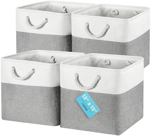 OrganiHaus 13x13 Cube Storage Bins, Rope Handles by OrganiHaus