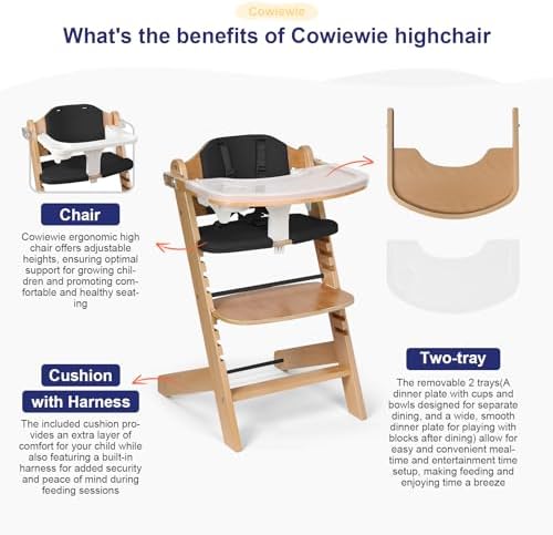 Cowiewie 3-in-1 Convertible Natural Wooden High Chair - Image 4