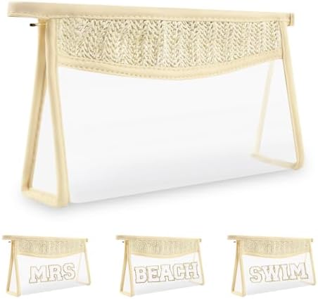 Boho Patch Bag Clear Makeup Letter Bag, Waterproof Zipper Make up Bags Toiletry by Iqimott