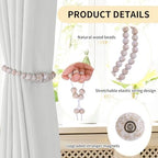 KLOGTSIND Magnetic Curtain Tiebacks, 4 Pack Wood Bead Curtain Holdbacks - Image 5