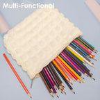 Flat Makeup Bag for Women, Zipper Cosmetic Pouch for Purse, Bubble Beige - Image 4