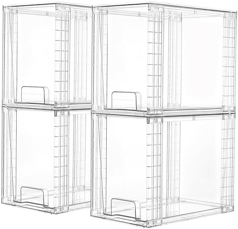 Vtopmart 4 Pack Clear Stackable Storage Drawers, 9.7" High Plastic Organizers by Vtopmart