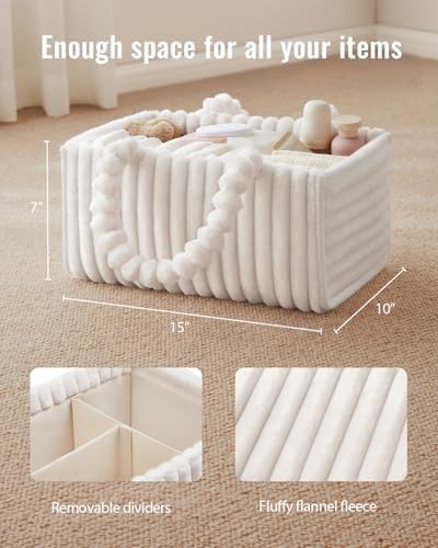 Blissful Diary Flannel Diaper Caddy Organizer & Gift Packaging, Off White - Image 4
