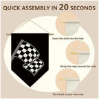Race Car Room Decor, Buffalo Plaid Racing Flag Wall Hanging Banner - Image 6
