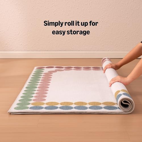 Amazon Basics Kids Printed Area Rug, Machine Washable, Colorful Dots - Image 6
