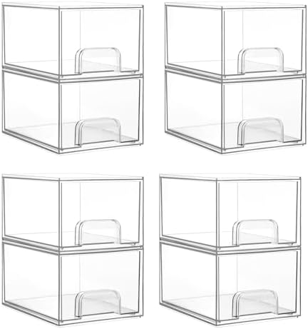 Vtopmart 8 Pack Small Clear Stackable Storage Drawers by Vtopmart