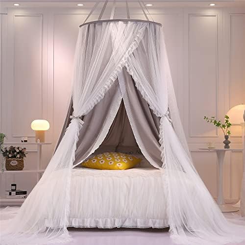 VETHIN Double Layer Princess Round Dome Canopy Bed Curtain - Image 5