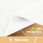 Polyester Bathroom Rug 20"x32" Cream, Non-Slip Soft Shaggy Bath Mat - Image 5