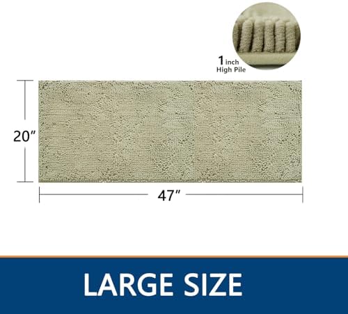 BOANKODU Bathroom Rugs 47x20, Extra Soft Absorbent Chenille Bath Rugs, PVC - Image 2