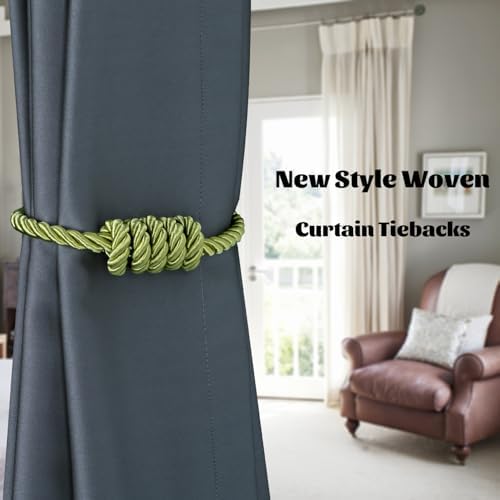 BEL AVENIR Magnetic Curtain Tiebacks 4 Pack Hand-Woven Curtain Ties - Image 6