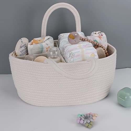 XUANGUO Cotton Rope Baby Diaper Caddy Organizer Basket - Image 4