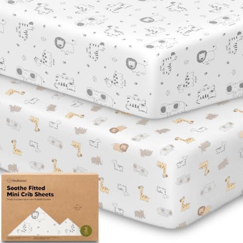 2pk Mini Crib Sheets Fitted 38x26 Pack N Play Mattress Sheet by KeaBabies