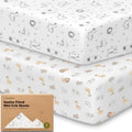 2pk Mini Crib Sheets Fitted 38x26 Pack N Play Mattress Sheet by KeaBabies