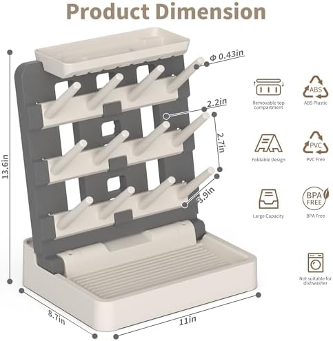 Baby Bottle Drying Rack, Vertical Standing Bottle Dryer Rack Holder-Space - Image 2