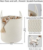 XUANGUO Cotton Rope Laundry Basket Hamper - Image 2