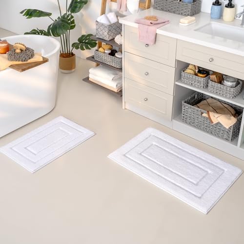 GRANNY SAYS White Bathroom Rugs Set 2 Piece, Non Slip Microfiber Bath Mats by GRANNYSAYS