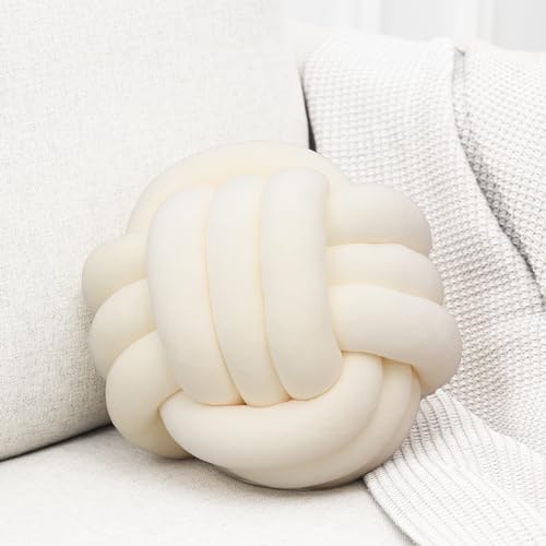 Petrella Cream Knot Pillow Ball, 11 Inch Round Decorative Pillow by Petrellatoy