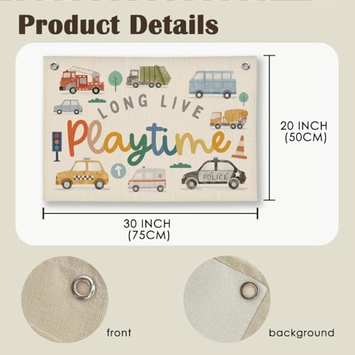 Playroom Car Wall Decor, Toddler Playroom Decor Hanging Linen Banner, Play Room - Image 6