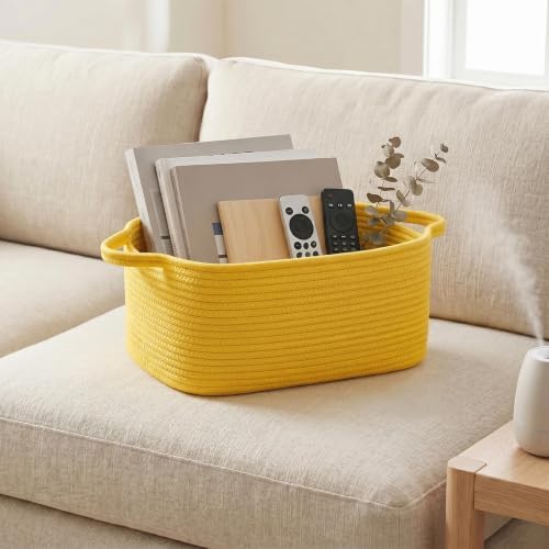 Large Yellow Gift Basket, 16.5"x12.5"x7" Woven Baskets - Image 6