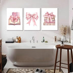 JBZZD Coquette Pink Bow Canvas Wall Art Set of 3, Book Lovers Gifts Preppy - Image 7