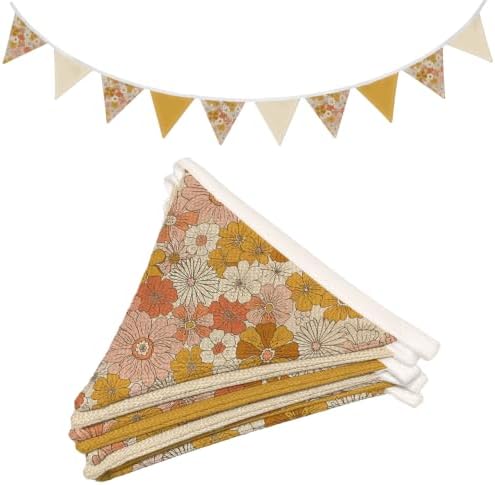 Orange Flower Garland Triangle Banners by Unknown