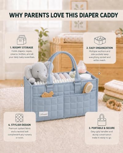Baby Diaper Caddy Organizer, Portable Nursery Storage Basket - Image 4
