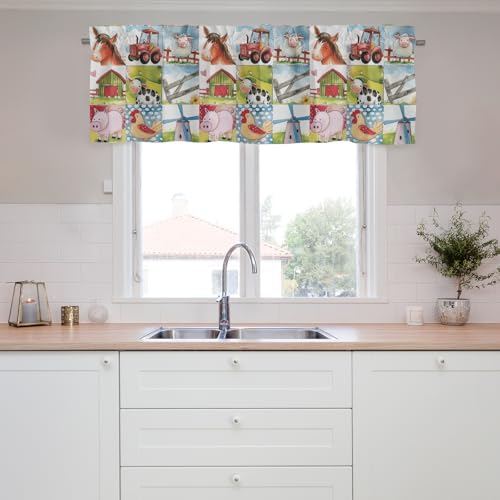 Unisex Farm Animals Cows Chicken Horse Sheep Pigs Nursery Short Curtain Valance - Image 3