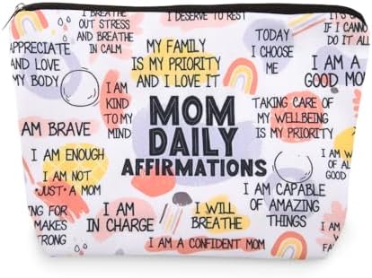 Positive Affirmation Mom Makeup Bags Best Mommy Mama Mother Birthday Gifts by Sudaporn