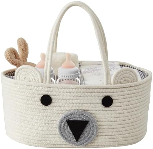 DECOMOMO Teddy Bear Basket, Large Diaper Caddy Basket by DECOMOMO