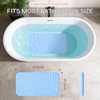 Anti-Slip Bathtub Shower Mat 28×15 Inch Opaque Light Blue - Image 3