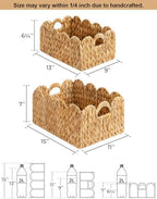 StorageWorks Scalloped Edge Wicker Basket, Hand-woven Rattan Baskets - Image 3