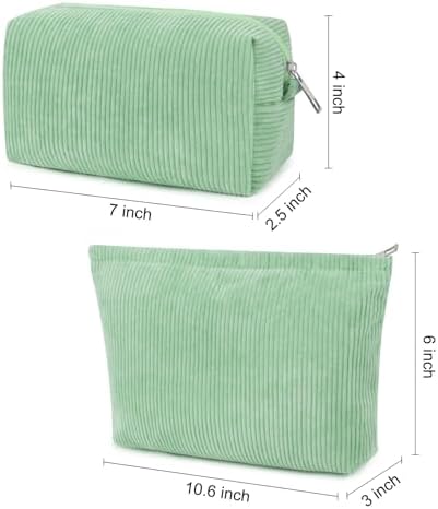 SOIDRAM 2 Pcs Corduroy Makeup Bag Large Cosmetic Bag Toiletry Bag Makeup Pouch - Image 3