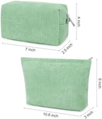 SOIDRAM 2 Pcs Corduroy Makeup Bag Large Cosmetic Bag Toiletry Bag Makeup Pouch - Image 3