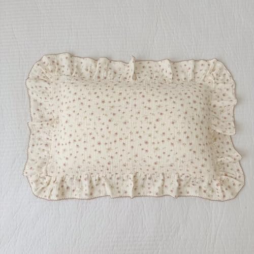 BuLuTu Muslin Cotton Pink Floral Pillow Cases King by BuLuTu