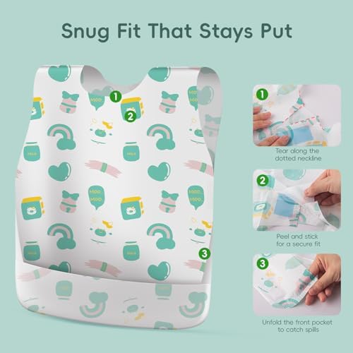 KIIS Disposable Baby Bibs, Waterproof Smock Bibs, Full Coverage - Image 6
