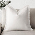 Foindtower Decorative Linen Fringe Throw Pillow Covers Cozy Boho Farmhouse by Foindtower