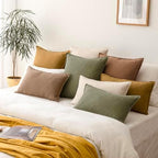 Foindtower Linen Solid Decorative Throw Pillow Covers 22x22 Light Brown - Image 7