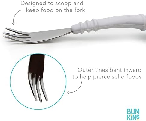 Bumkins Toddler Utensils, Kids Size Fork and Spoon Set, Silicone and - Image 4