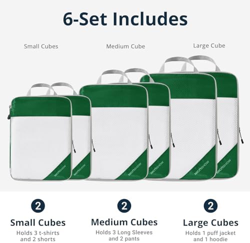 Compression Packing Cubes 6 Set, Compressible Space-Saving Packing Cubes - Image 3