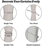 BEL AVENIR Magnetic Curtain Tiebacks 2 Pack Hand-Woven Curtain Ties - Image 3