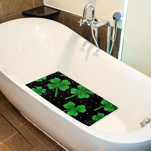 Bathtub Mat Non Slip 26.8x15.1In, St. Patrick's Day Clover Bath Mat - Image 5