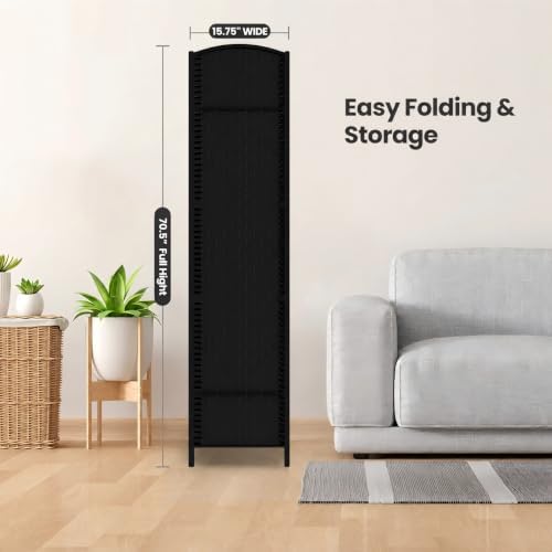 6 Panel Folding Room Divider, Woven Privacy Screen - Image 7