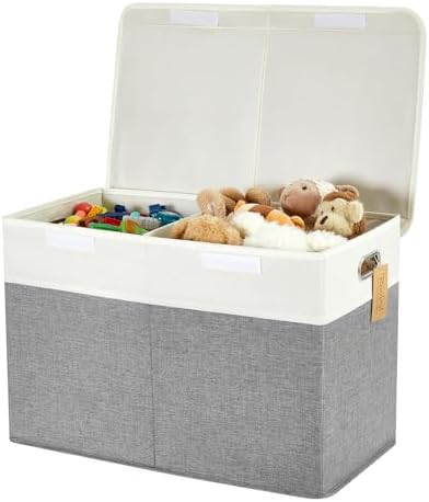 Large Toy Storage Box with Lid, Collapsible Toys Storage Organizer Bins with by Roobyl