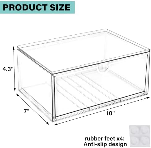 Prsildan Acrylic Makeup Organizer Stackable Clear Storage Drawers - Image 3