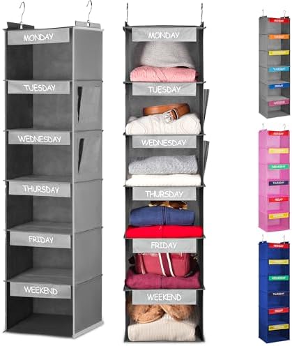 Hanging Closet Organizer 6-Shelf Kids Clothing by Handy+Laundry