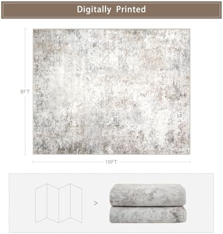 Beige Grey Washable Rugs 8x10 Area Rugs - Image 2