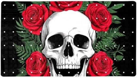 Shower Mat Non Slip 26.8 x 15.1 Inches, Skull Rose Bathtub Mat Shower Stall Mats by Anna+Cowper