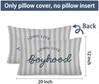 Boy Nursery Decor 12x20 Pillow Cover, Long Live Boyhood Neutral Striped - Image 7